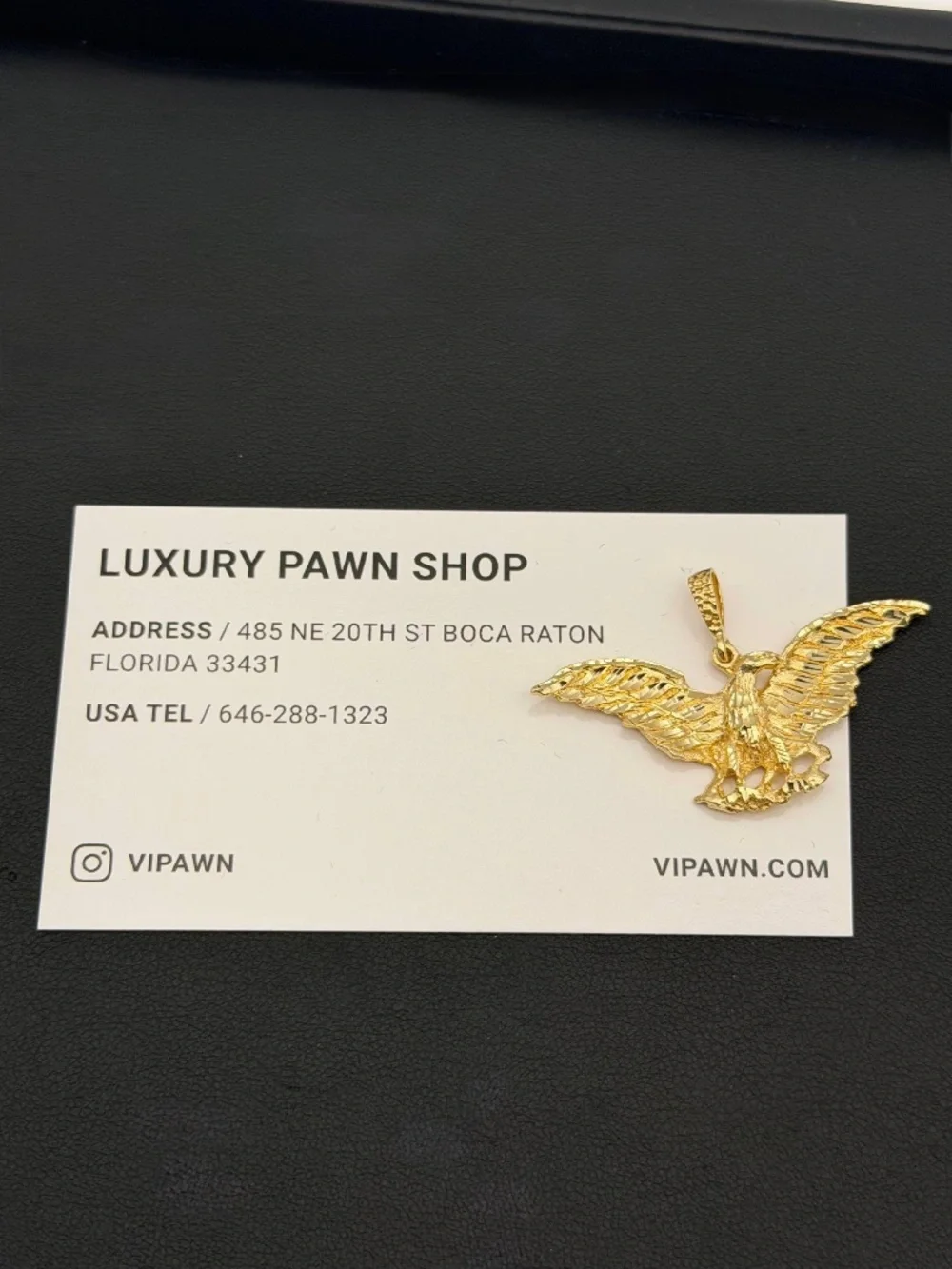 14k Yellow Gold Flying American Eagle Bird Diamond Cut Charm Pendant Handmade